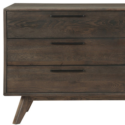 63" Dark Brown Solid Wood Six Drawer Double Dresser