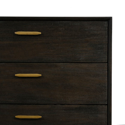 63" Dark Brown Solid Wood Six Drawer Dresser