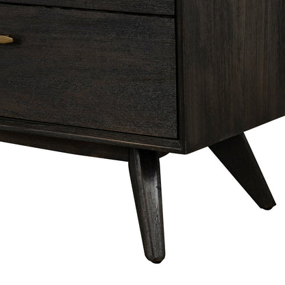 63" Dark Brown Solid Wood Six Drawer Dresser
