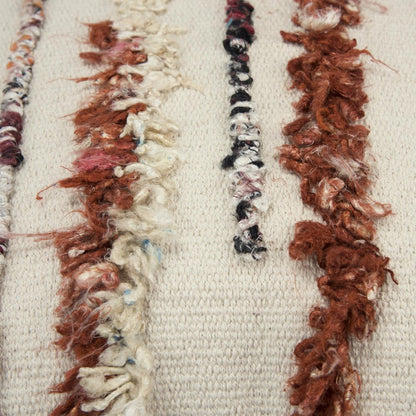 20" Ivory Rust And Black Wool Striped Throw Pillow