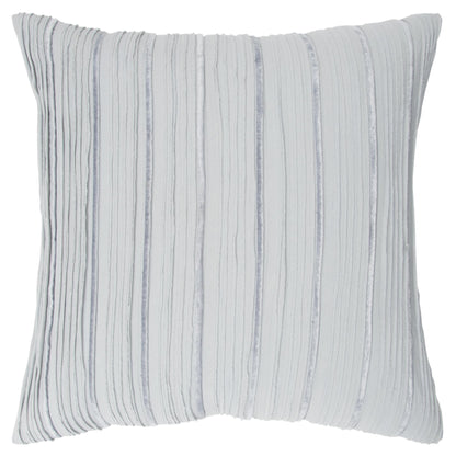 20" Light Blue Striped Cotton Blend Throw Pillow