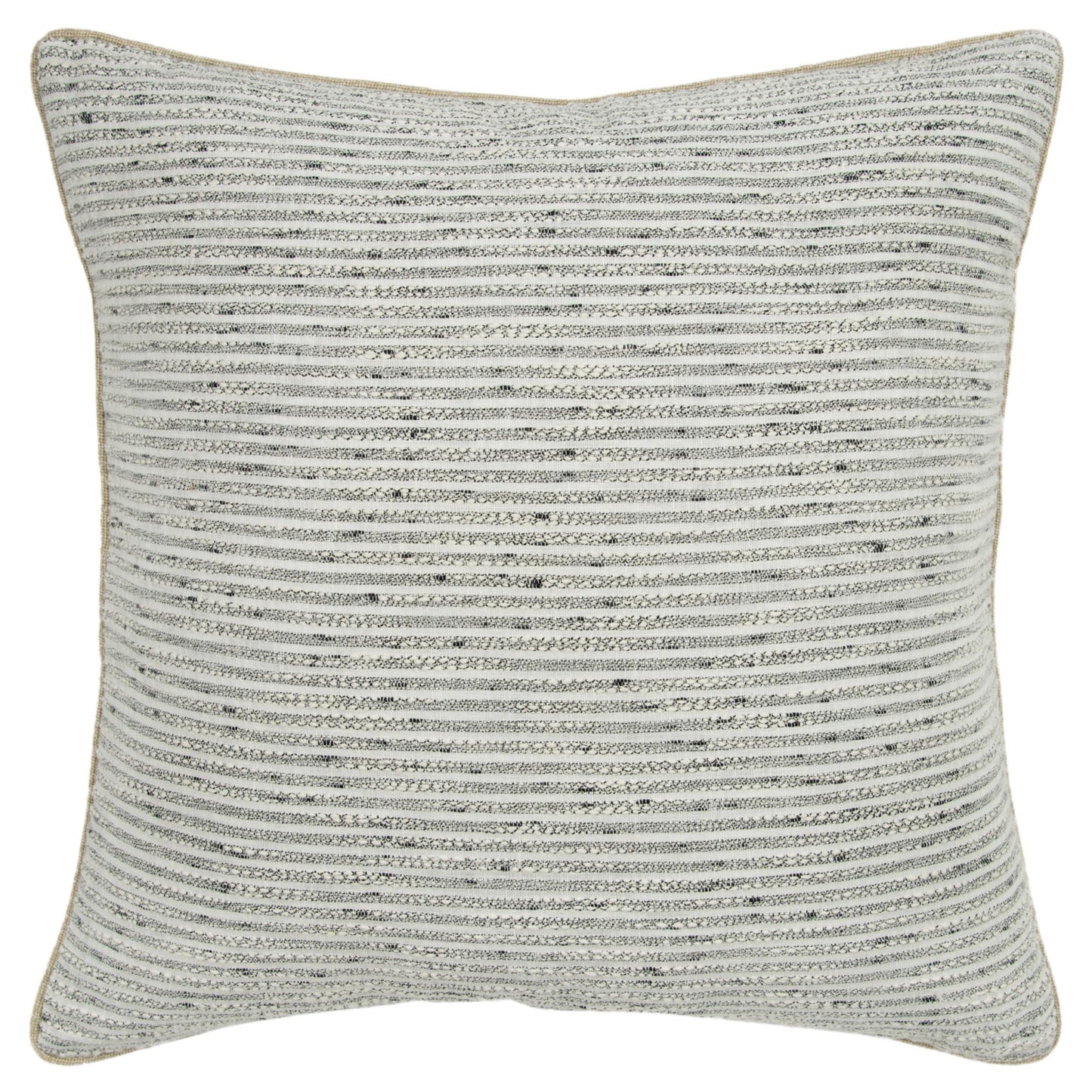 20" Gray and Cream Striped Cotton Throw Pillow