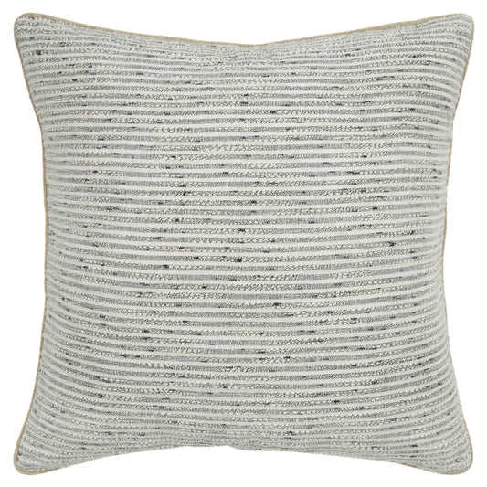 20" Gray and Cream Striped Cotton Throw Pillow