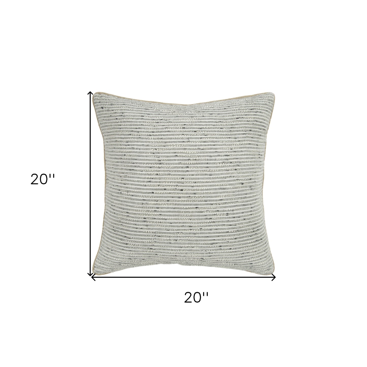 20" Gray and Cream Striped Cotton Throw Pillow