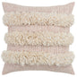 20" Beige and Pink Cotton Pillow With Fringe Edges