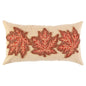 14" X 26" Beige and Brown Autumn Leaves Throw Pillow With Applique And Embroidery