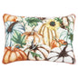 14" X 20" Ivory And Orange Pumpkins Cotton Throw Pillow with Embroidery