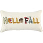 14" X 14" Yellow and White Thanksgiving Cotton Pillow With Embroidery Edges