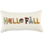 14" X 26" White And Yellow Hello Fall Cotton Throw Pillow with Embroidery