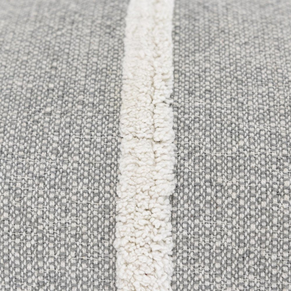 14" X 26" Gray And White Lumbar Weave Cotton Throw Pillow with Tassels
