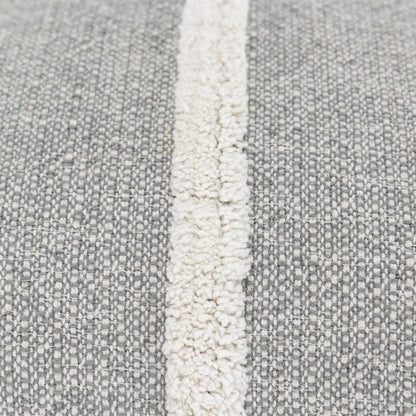 14" X 26" Gray And White Lumbar Weave Cotton Throw Pillow with Tassels