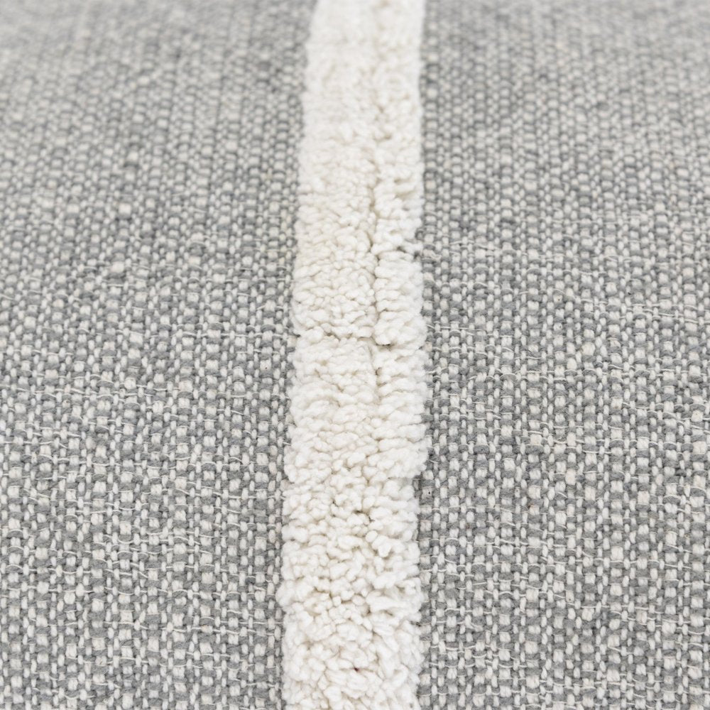 14" X 26" Gray And White Lumbar Weave Cotton Throw Pillow with Tassels