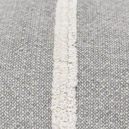 14" X 26" Gray And White Lumbar Weave Cotton Throw Pillow with Tassels