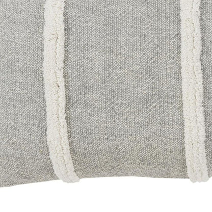 14" X 26" Gray And White Lumbar Weave Cotton Throw Pillow with Tassels