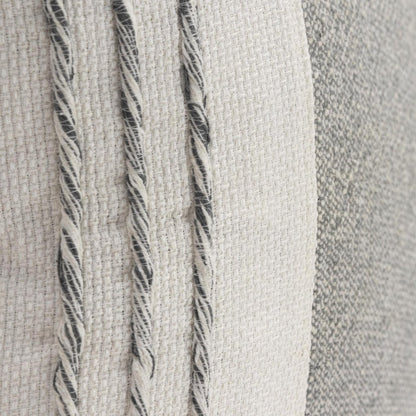 20" Gray and White Color Block Cotton Throw Pillow With Tassels