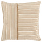 20" Natural and Ivory Striped Cotton Throw Pillow
