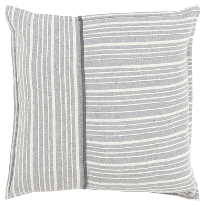 20" Gray and Ivory Striped Cotton Throw Pillow