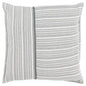 20" Gray and Ivory Striped Cotton Throw Pillow