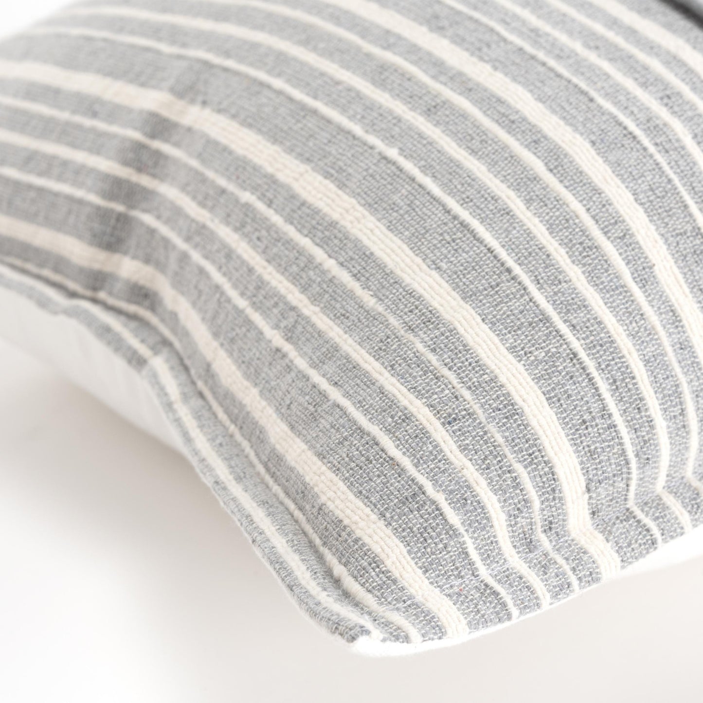 20" Gray and Ivory Striped Cotton Throw Pillow