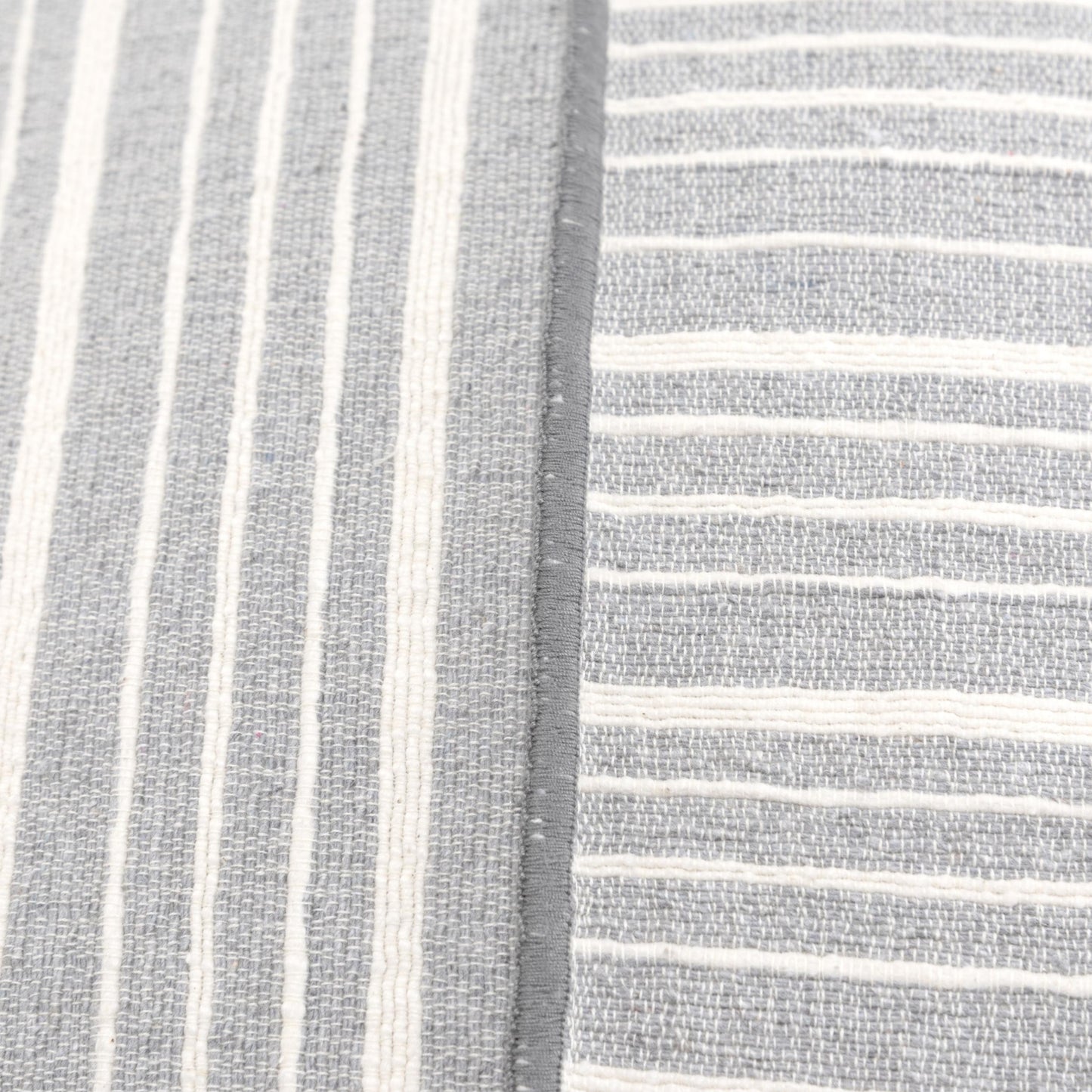 20" Gray and Ivory Striped Cotton Throw Pillow