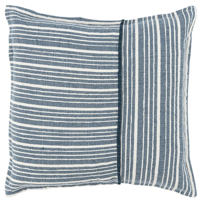 20" Blue and White Cotton Pillow With Embroidery Edges