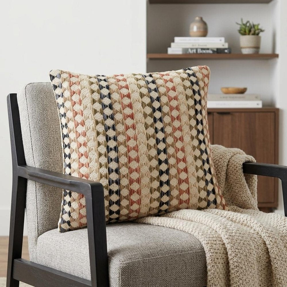 20" Blue and Green Cotton Pillow