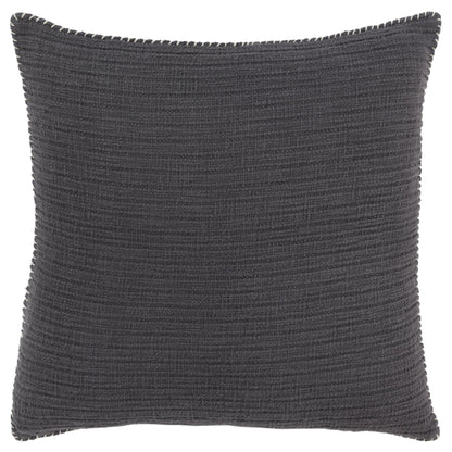 22" Charcoal Striped Cotton Throw Pillow