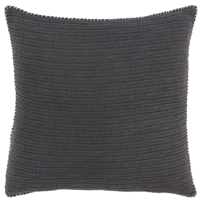 22" Charcoal Striped Cotton Throw Pillow