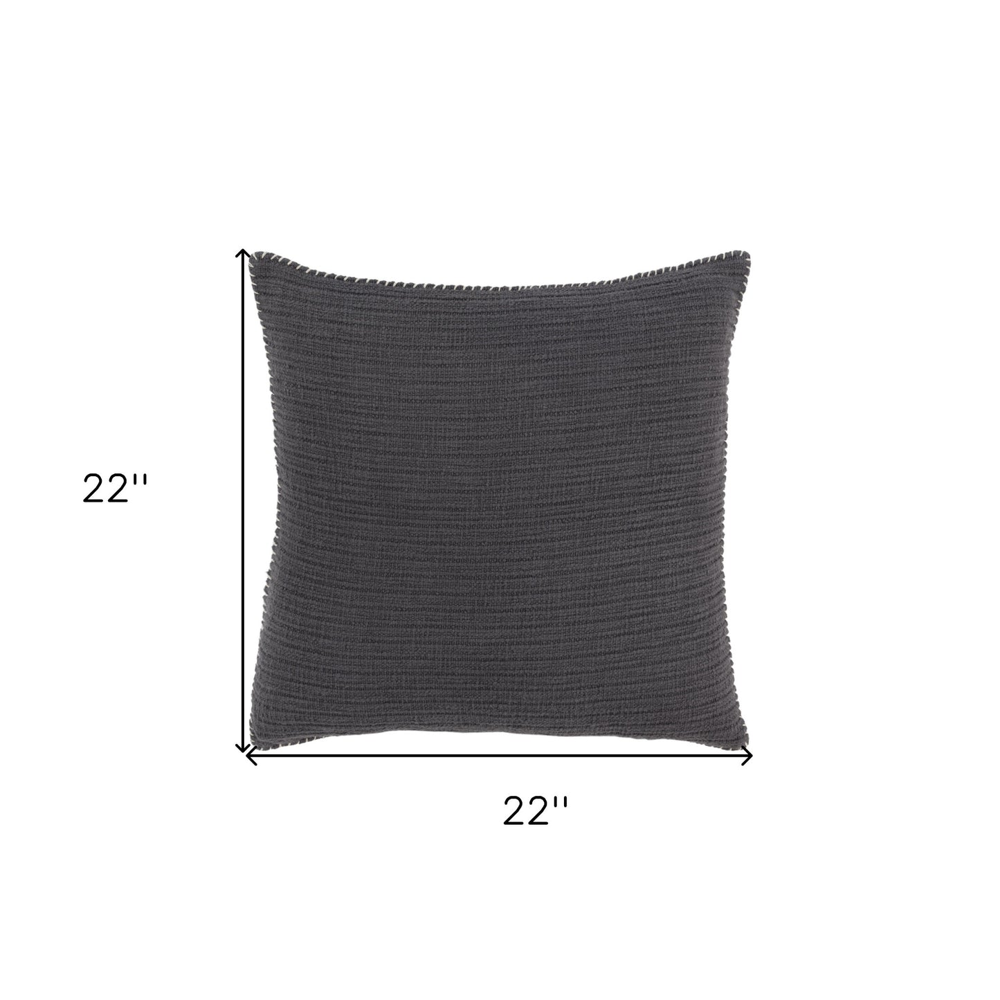 22" Charcoal Striped Cotton Throw Pillow