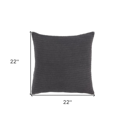 22" Charcoal Striped Cotton Throw Pillow