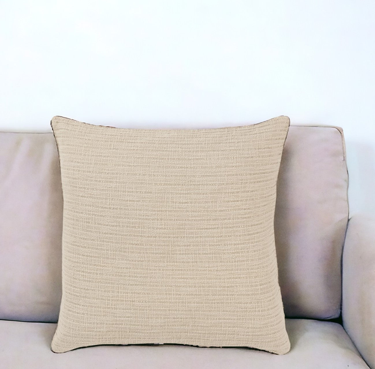 22" Natural Striped Cotton Throw Pillow