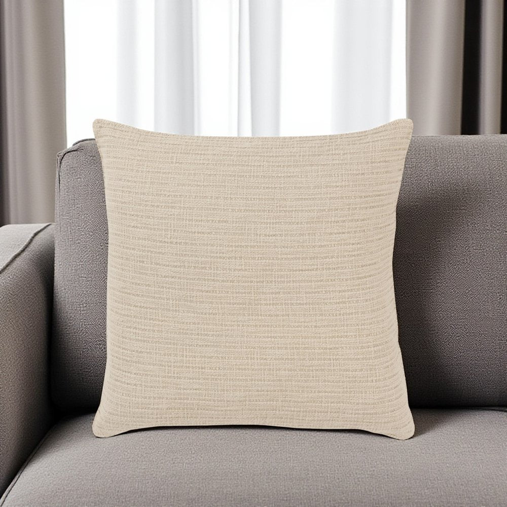 22" Natural Striped Cotton Throw Pillow