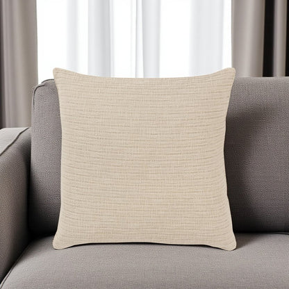 22" Natural Striped Cotton Throw Pillow