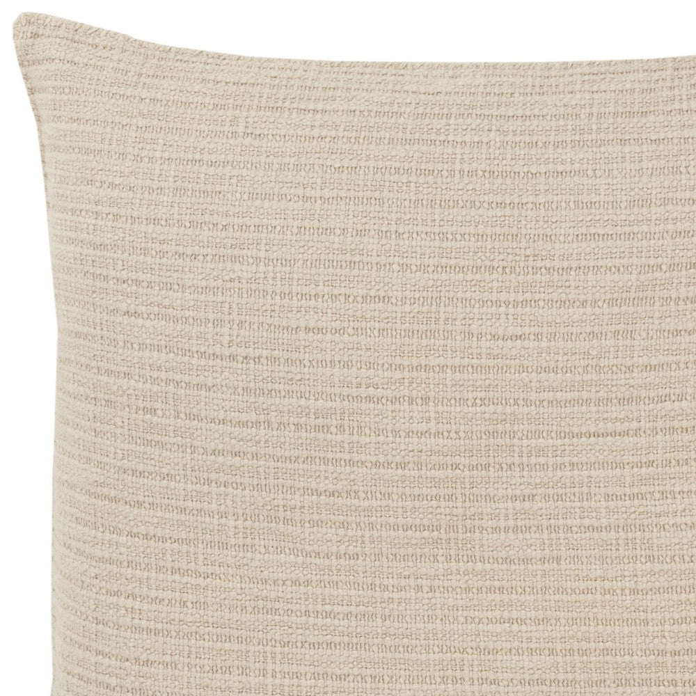 22" Natural Striped Cotton Throw Pillow