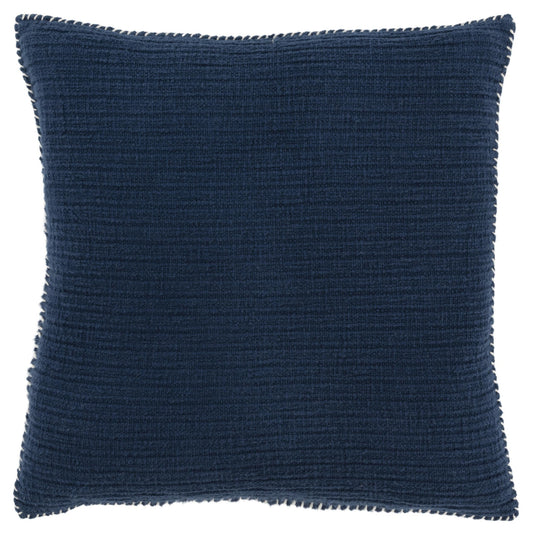 22" Navy Blue Striped Cotton Throw Pillow