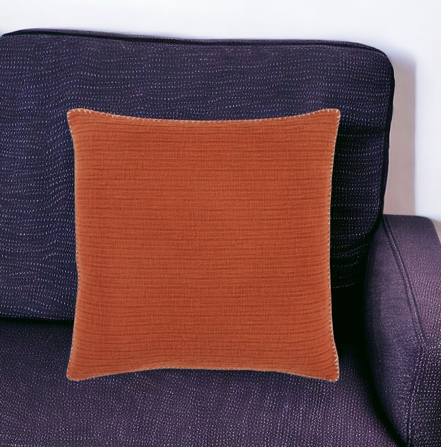 22" Orange Striped Cotton Throw Pillow