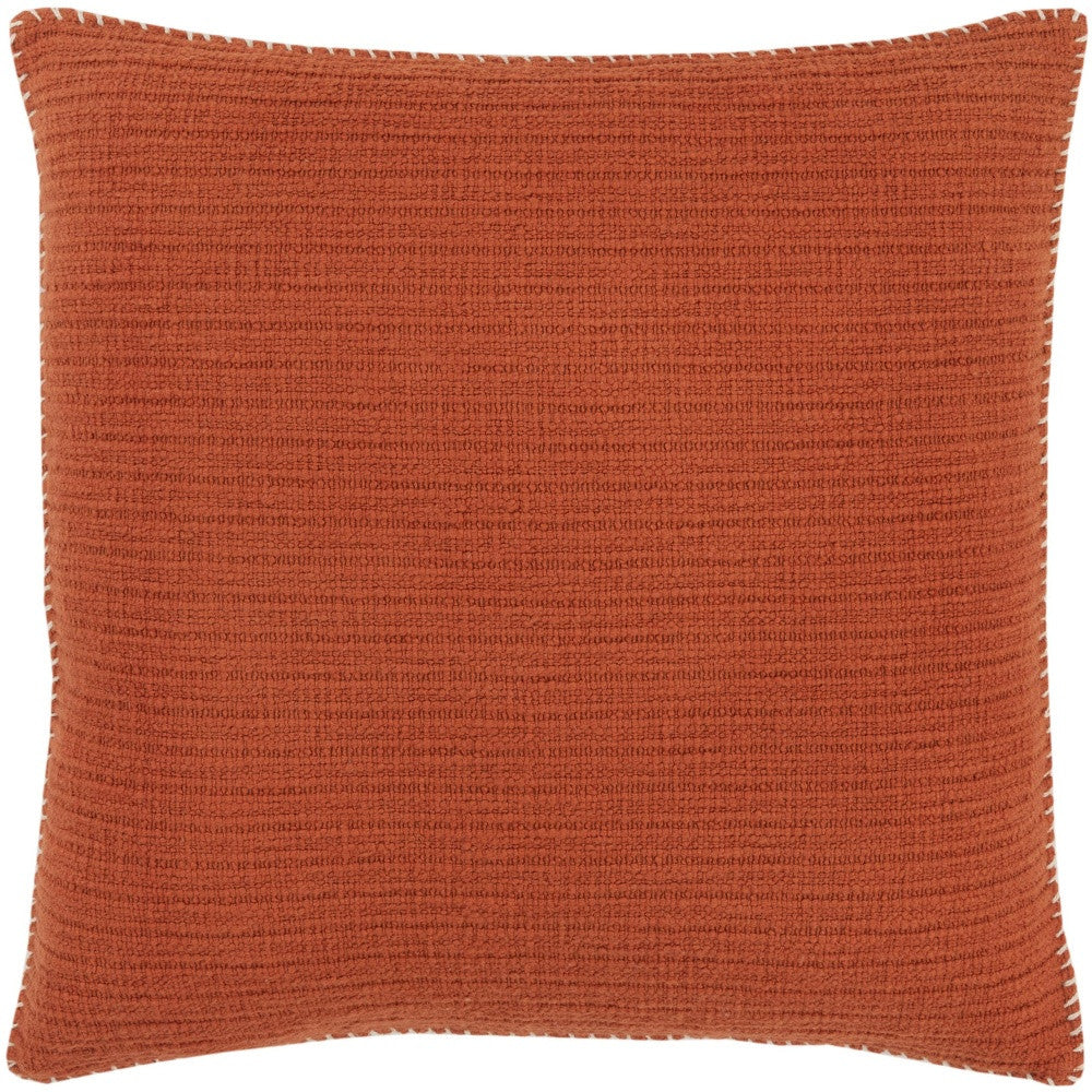 22" Orange Striped Cotton Throw Pillow