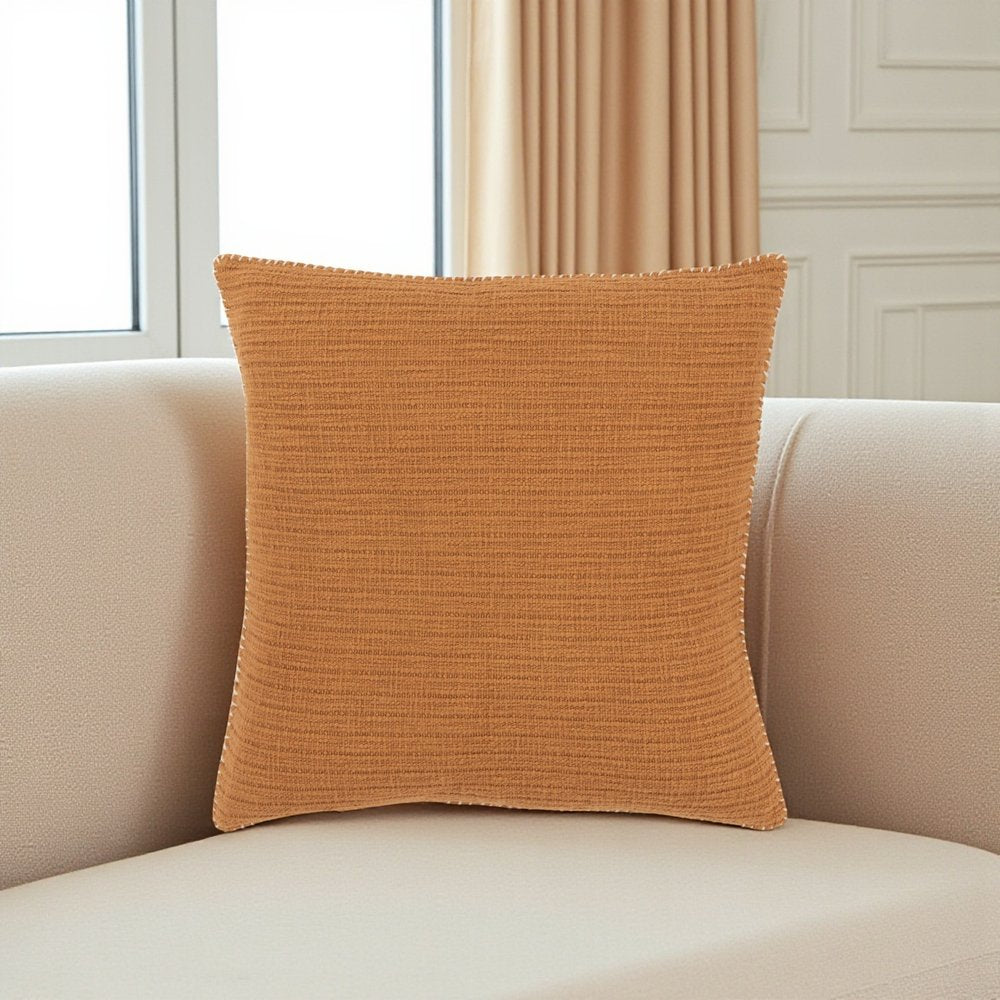 22" Pumpkin Striped Cotton Throw Pillow