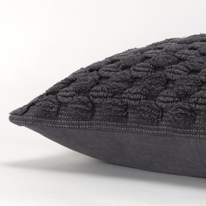 20" Charcoal Cotton Throw Pillow With Texture