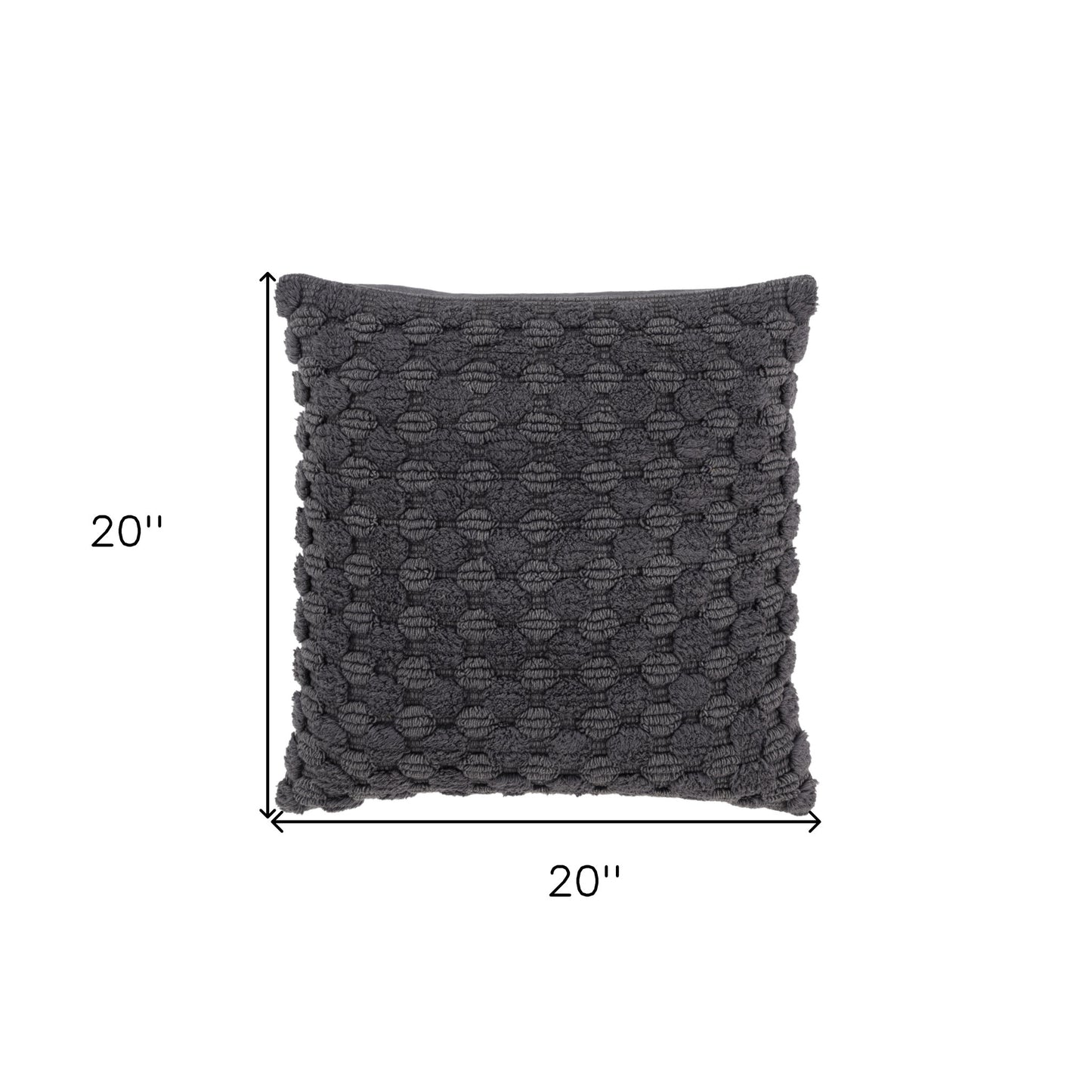 20" Charcoal Cotton Throw Pillow With Texture