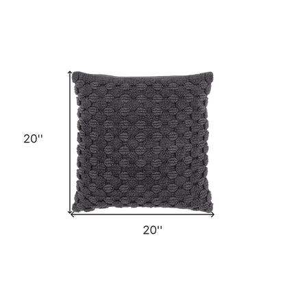 20" Charcoal Cotton Throw Pillow With Texture