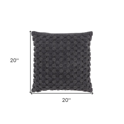 20" Charcoal Cotton Throw Pillow With Texture