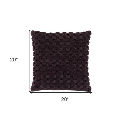 20" Wine Cotton Throw Pillow With Texture