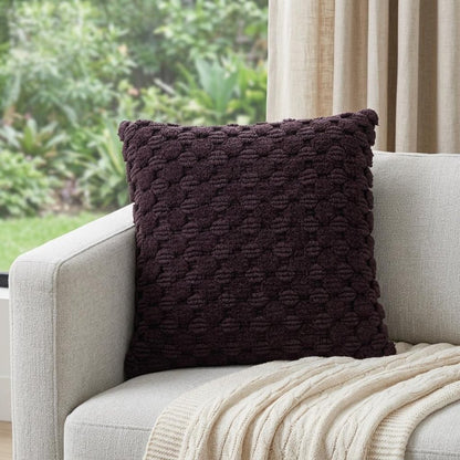 20" Wine Cotton Throw Pillow With Texture