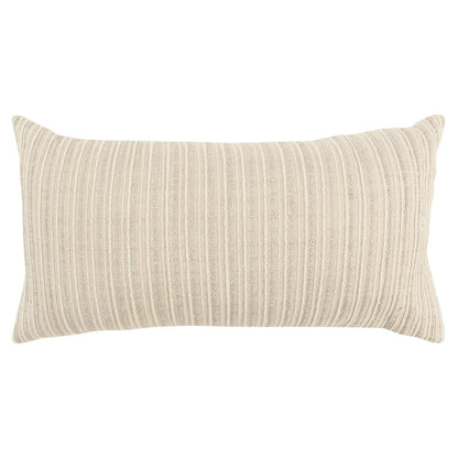 14" X 26" Natural Lumbar Striped Cotton Blend Throw Pillow