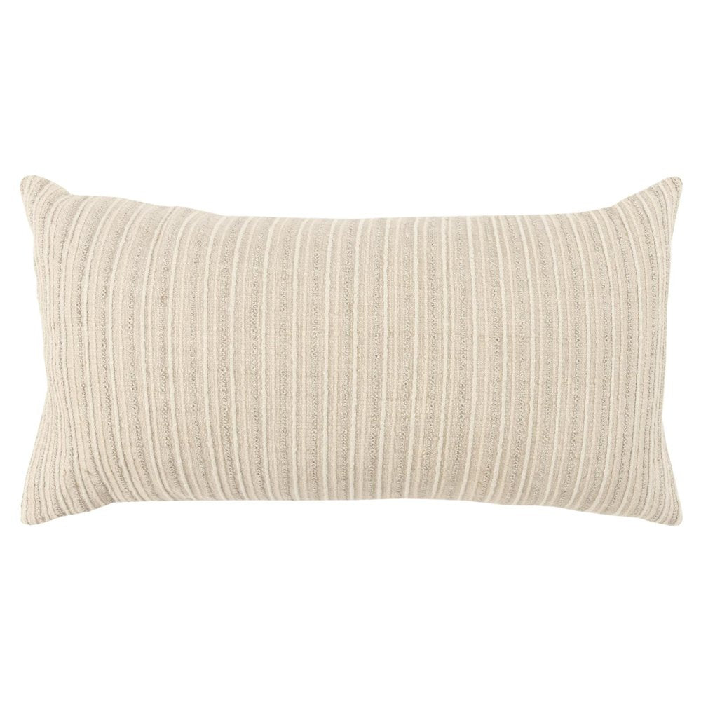 14" X 26" Natural Lumbar Striped Cotton Blend Throw Pillow