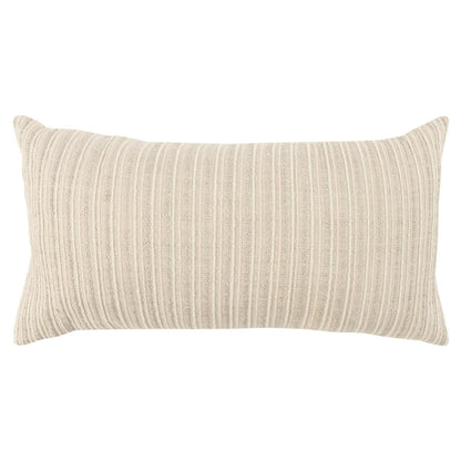 14" X 26" Natural Lumbar Striped Cotton Blend Throw Pillow