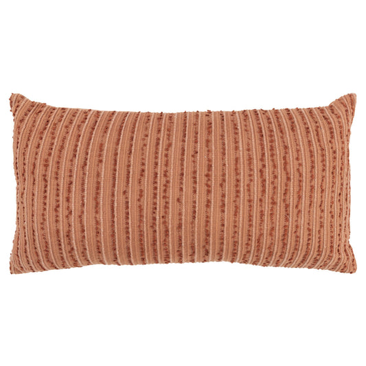 14" X 14" Terra Cotta Striped Cotton Blend Throw Pillow