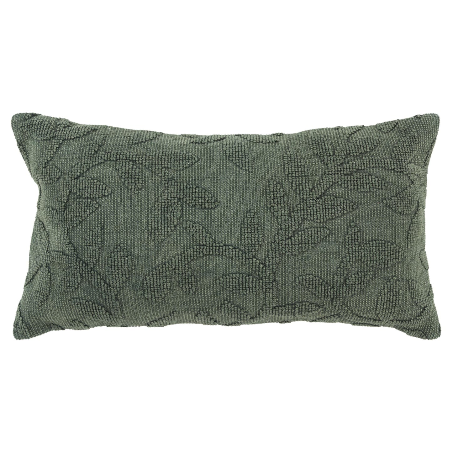 14" X 26" Green Botanical Cotton Throw Pillow With Texture