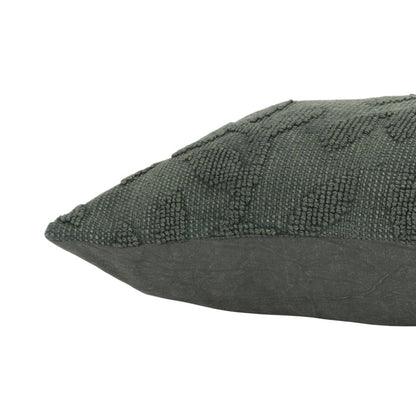 14" X 26" Green Cotton Lumbar Throw Pillow With Texture